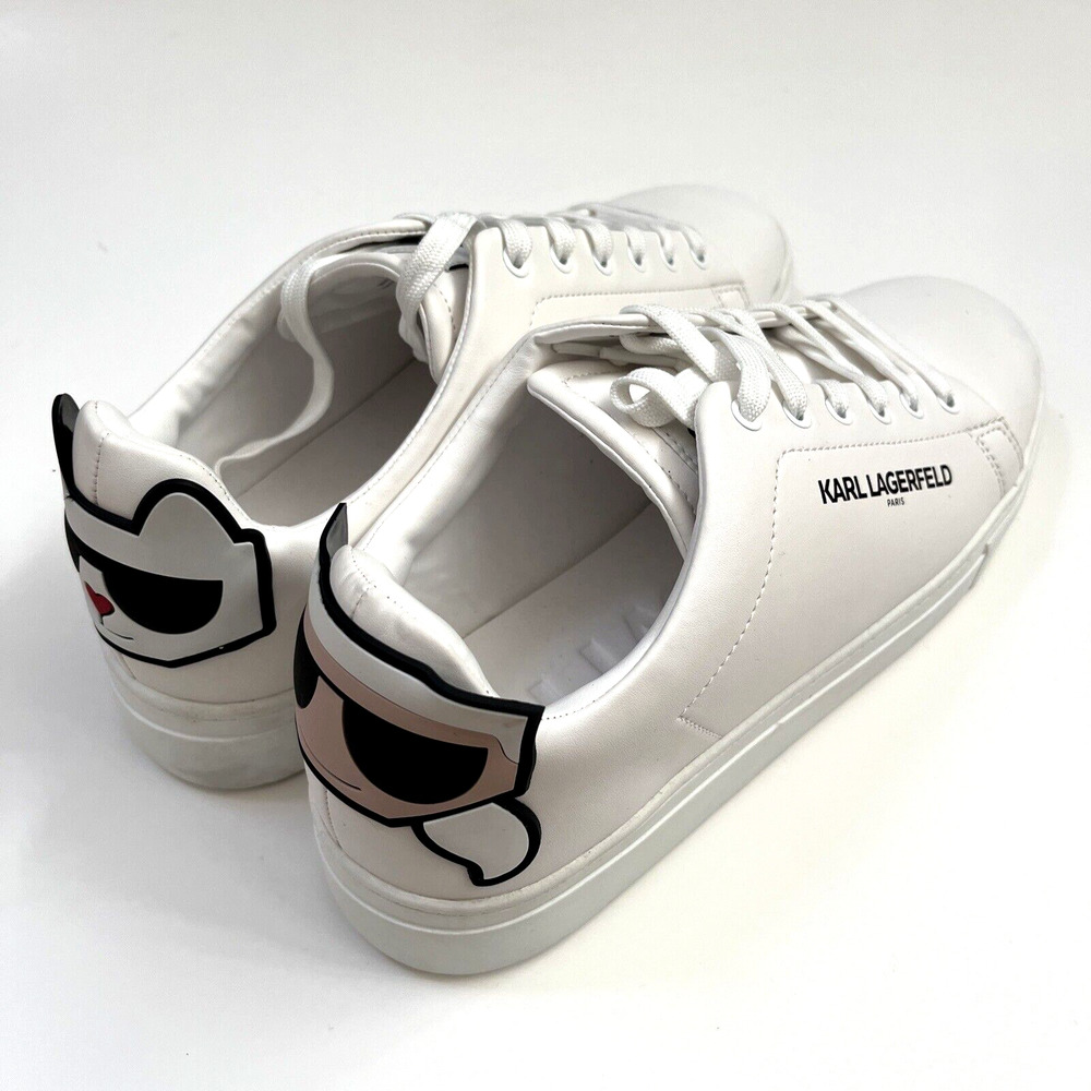 NWOB KARL LAGERFELD PARIS Canta Choupette Logo Sneakers Size 11 White Cat Love